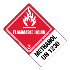 Hazard Class 3 - Flammable Liquid, Worded, Vinyl Label, Shipping Name-Large Tab, UN1230, 500/roll - ICC Canada