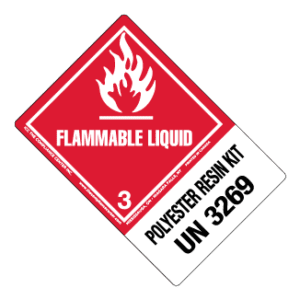 Hazard Class 3 - Flammable Liquid, Worded, Vinyl Label, Shipping Name-Large Tab, UN3269, 500/roll - ICC Canada