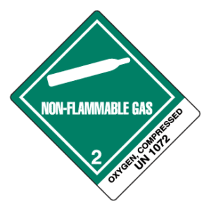 Hazard Class 2.2 - Non-Flammable Gas, Worded, High-Gloss Label, Shipping Name-Standard Tab, UN1072, 500/roll - ICC Canada