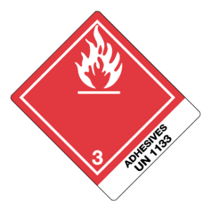 Hazard Class 3 - Flammable Liquid, Non-Worded, High-Gloss Label, Shipping Name-Standard Tab, UN1133, 500/roll - ICC Canada