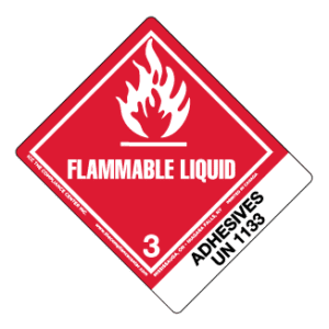 Hazard Class 3 - Flammable Liquid, Worded, High-Gloss Label, Shipping Name-Standard Tab, UN1133, 500/roll - ICC Canada