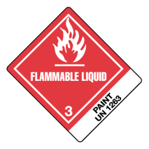 Hazard Class 3 - Flammable Liquid, Worded, High-Gloss Label, Shipping Name-Standard Tab, UN1263, 500/roll - ICC Canada