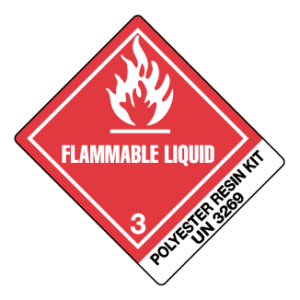 Hazard Class 3 - Flammable Liquid, Worded, High-Gloss Label, Shipping Name-Standard Tab, UN3269, 500/roll - ICC Canada
