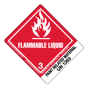 Hazard Class 3 - Flammable Liquid, Worded, High-Gloss Label, Shipping Name-Standard Tab, UN1263, 500/roll - ICC Canada