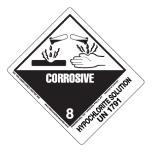 Hazard Class 8 - Corrosive Material, Worded, High-Gloss Label, Shipping Name-Standard Tab, UN1791, 500/roll - ICC Canada