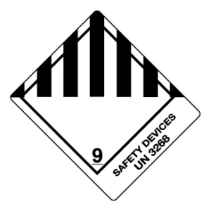 Hazard Class 9 - Miscellaneous Hazardous Material, Non-Worded, High-Gloss Label, Shipping Name-Standard Tab, UN3268, 500/roll - ICC Canada