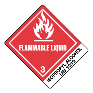 Hazard Class 3 - Flammable Liquid, Worded, Vinyl Label, Shipping Name-Standard Tab, UN1219, 500/roll - ICC Canada