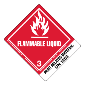 Hazard Class 3 - Flammable Liquid, Worded, Vinyl Label, Shipping Name-Standard Tab, UN1263, 500/roll - ICC Canada