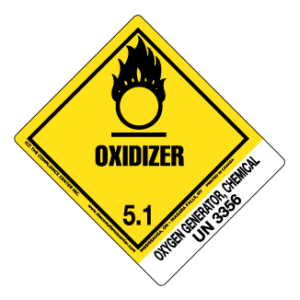 Hazard Class 5.1 - Oxidizer, Worded, Vinyl Label, Shipping Name-Standard Tab, UN3356, 500/roll - ICC Canada