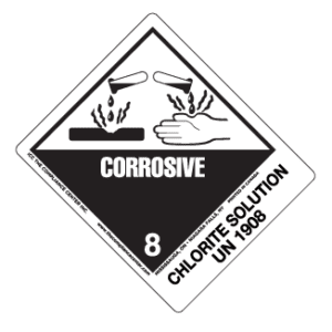 Hazard Class 8 - Corrosive Material, Worded, Vinyl Label, Shipping Name-Standard Tab, UN1908, 500/roll - ICC Canada