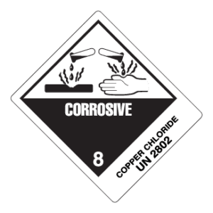 Hazard Class 8 - Corrosive Material, Worded, Vinyl Label, Shipping Name-Standard Tab, UN2802, 500/roll - ICC Canada