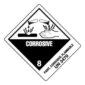 Hazard Class 8 - Corrosive Material, Worded, Vinyl Label, Shipping Name-Standard Tab, UN3470, 500/roll - ICC Canada