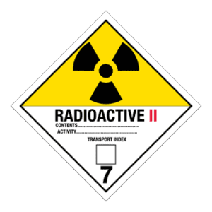Hazard Class 7 - Radioactive Category II, Worded, Vinyl Label, 500/roll - ICC Canada