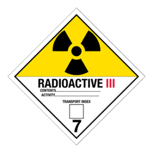 Hazard Class 7 - Radioactive Category III, Worded, Vinyl Label, 500/roll - ICC Canada