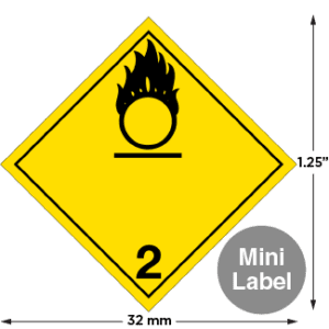 Hazard Class 2.2 (5.1) - Oxygen, Non-Worded, Mini High-Gloss Label, 500/roll - ICC Canada