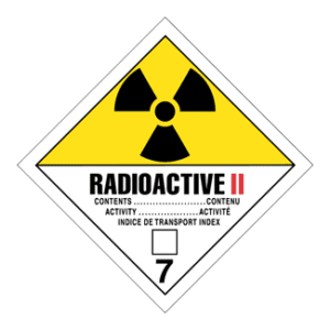 Hazard Class 7 - Radioactive Category II, Non-Worded, Vinyl Label, 500/roll - ICC Canada