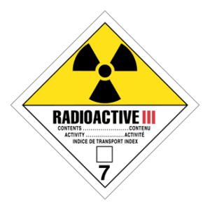 Hazard Class 7 - Radioactive Category III, Non-Worded, Vinyl Label, 500/roll - ICC Canada