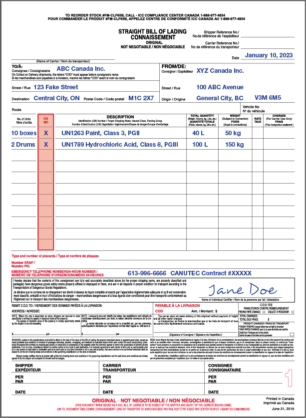 Total Quantity of a Hazardous Material on a Shipping Paper - Daniels  Training Services