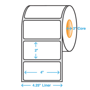 4" x 2" Polypropylene Label, Matte, 1000/roll - ICC Canada