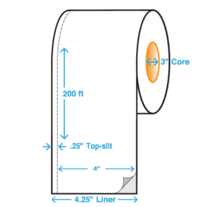 4" x 200' Polypropylene Label, Matte, Continuous Top-Slit Roll - ICC Canada