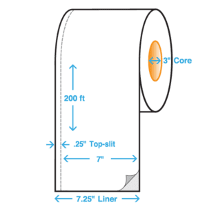 7" x 200' Polypropylene Label, Matte, Continuous Top-Slit Roll - ICC Canada