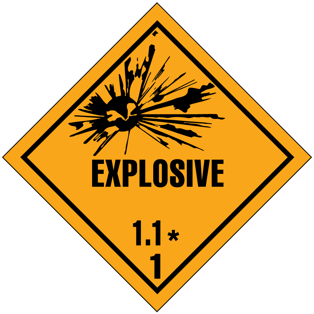 Hazard Class 1.1 - Explosive, Worded, Vinyl Label, 500/roll - ICC Canada