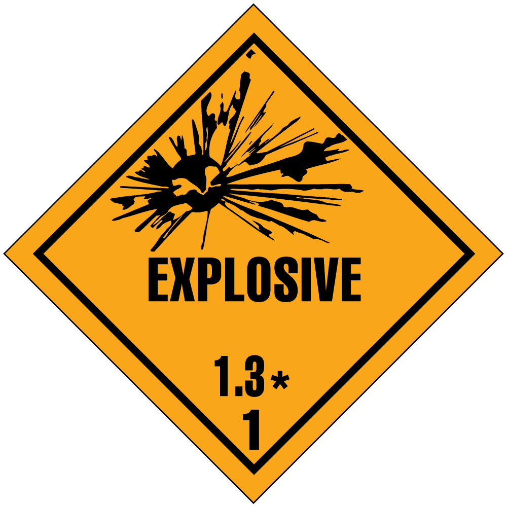 Hazard Class 1.3 - Explosive, Worded, High-Gloss Label, 500/roll - ICC Canada