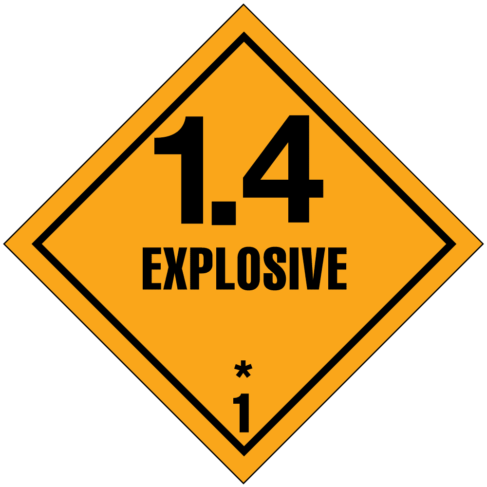 Hazard Class 1.4 - Explosive, Worded, Vinyl Label, 500/roll - ICC Canada
