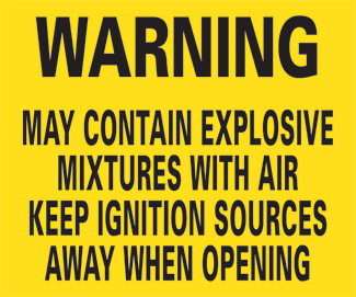 Warning: May Contain Explosive Mixtures With Air, Self-Stick Vinyl, 11.8″ x 9.83″ - ICC Canada