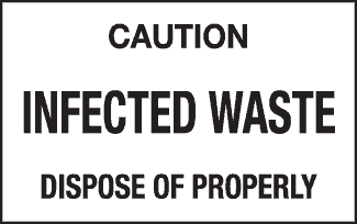 Caution - Infected Waste Label, 4" x 2.5", Gloss Paper, 500/Roll - ICC Canada