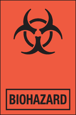 Biohazard Label, 2" x 3", Fluorescent Paper, 500/Roll - ICC Canada