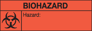 Biohazard Label (Write-On), 3" x 1", Fluorescent Paper, 500/Roll - ICC Canada