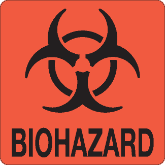 Biohazard Label 1.25" x 1.25, Fluorescent Paper, 500/Roll - ICC Canada