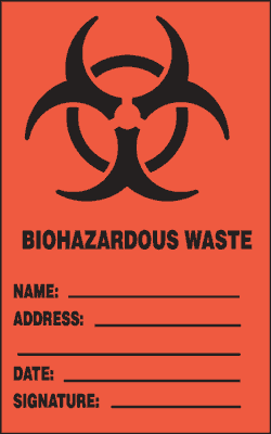 Biohazardous Waste Label (Write-On), 2.5" x 4", Fluorescent Paper, 500/Roll - ICC Canada