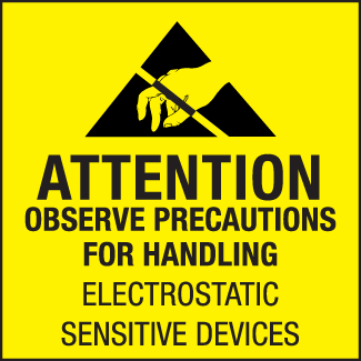 Attention: Electrostatic Sensitive Devices, 2" x 2", Gloss Paper, 500/Roll - ICC Canada