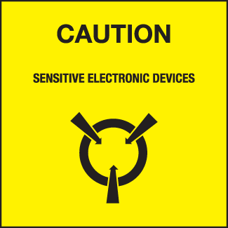 Caution: Sensitive Electronic Devices, 4" x 4", Gloss Paper, 500/Roll - ICC Canada