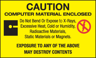 Caution: Computer Material Enclosed, 5" x 3", Gloss Paper, 500/Roll - ICC Canada