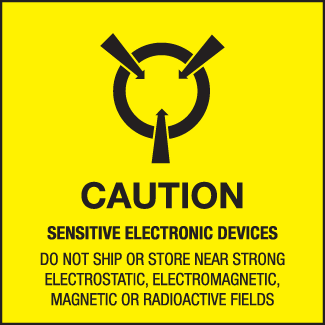 Caution: Sensitive Electronic Devices, 2" x 2", Gloss Paper, 500/Roll - ICC Canada