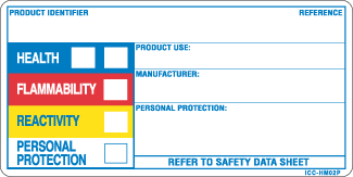 GHS Workplace Label, Vinyl, Red/Yellow/Blue, 2" x 4", 500/Roll - ICC Canada