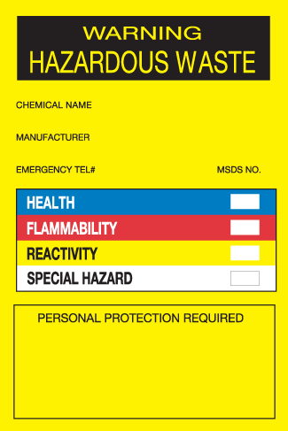 Warning: Hazardous Waste Label, 4" x 6", Thermalabel - ICC Canada