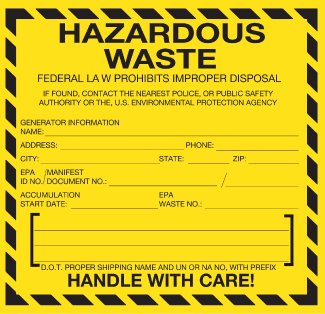 Hazardous Waste Label, 6" x 6", Thermalabel, Blank - ICC Canada