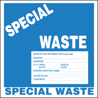 Special Waste Label, 6" x 6", Thermalabel, Blank - ICC Canada