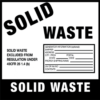 Solid Waste Label, 6" x 6", Thermalabel, Blank - ICC Canada