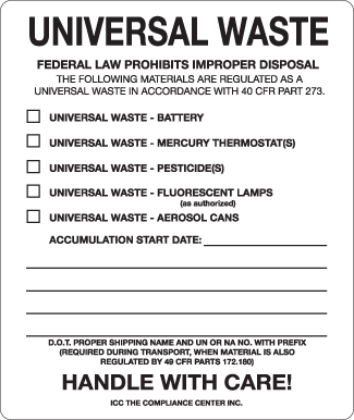 Universal Waste Label, 4" x 5", Thermalabel - ICC Canada