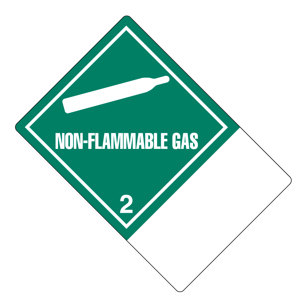 Hazard Class 2.2 - Non-Flammable Gas, Worded, High-Gloss Label, Shipping Name-Large Tab, Blank, 500/roll - ICC Canada