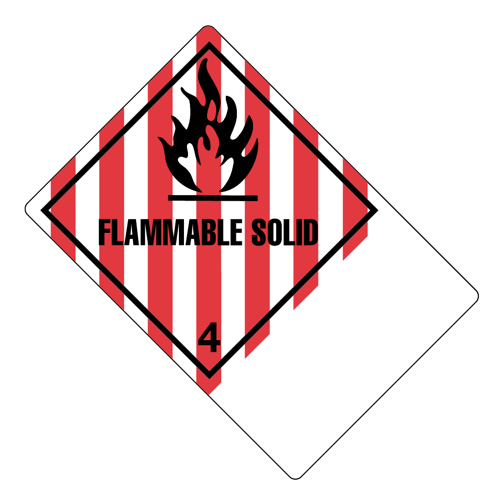 Hazard Class 4.1 - Flammable Solid, Worded, High-Gloss Label, Shipping Name-Large Tab, Blank, 500/roll - ICC Canada