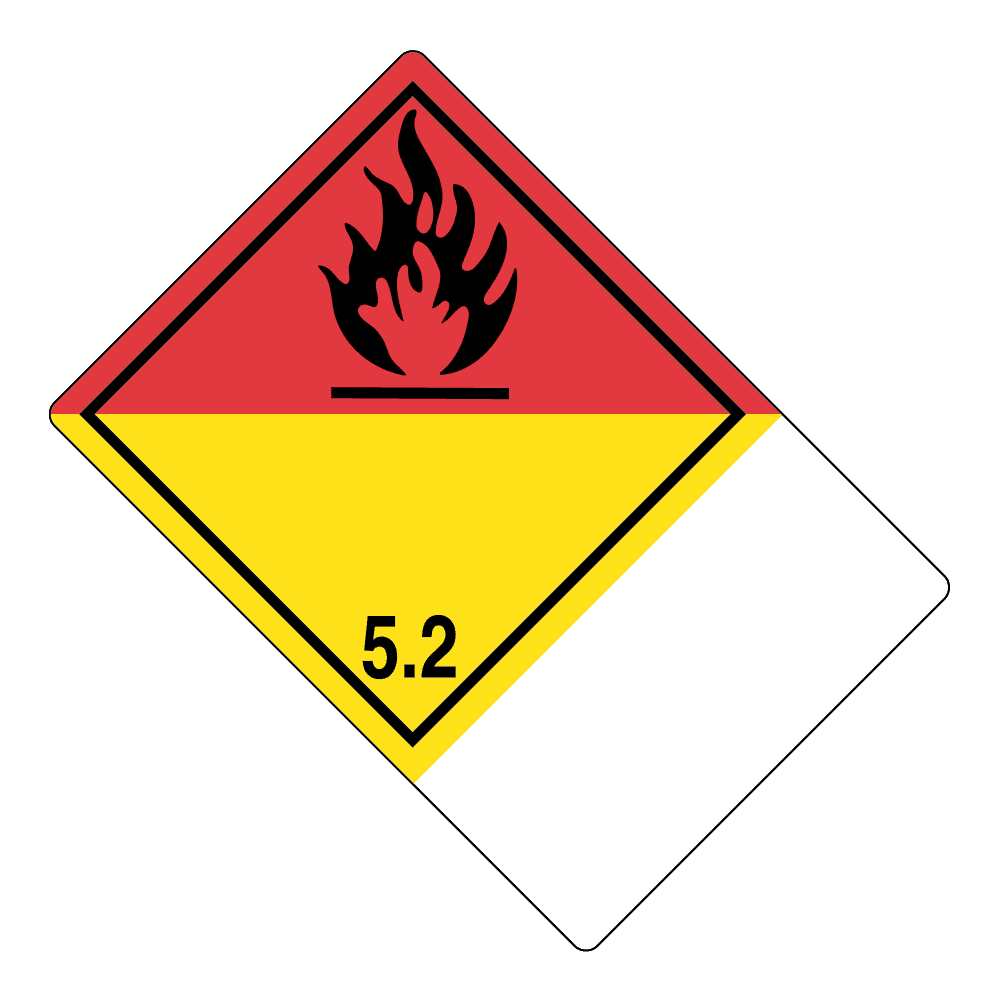 Hazard Class 5.2 - Organic Peroxide, Non-Worded, High-Gloss Label, Shipping Name-Large Tab, Blank, 500/roll - ICC Canada