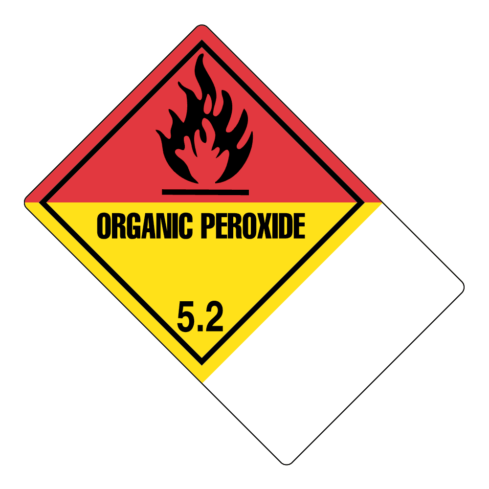 Hazard Class 5.2 - Organic Peroxide, Worded, Vinyl Label, Shipping Name-Large Tab, Blank, 500/roll - ICC Canada