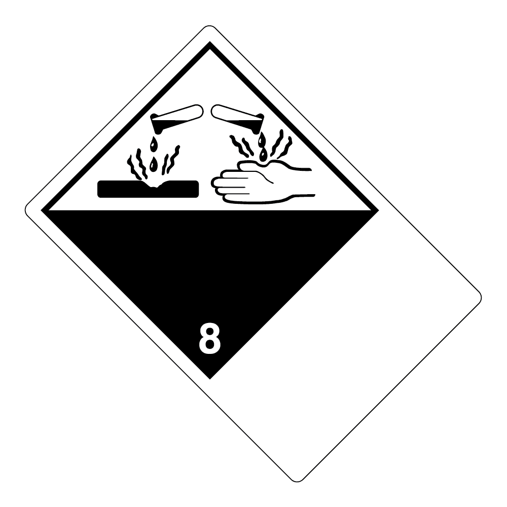 Hazard Class 8 - Corrosive Material, Non-Worded, High-Gloss Label, Shipping Name-Large Tab, Blank, 500/roll - ICC Canada