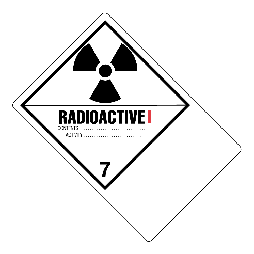 Hazard Class 7 - Radioactive Category I - Explosive, Worded, Vinyl Label, Shipping Name-Large Tab, Blank, 500/roll - ICC Canada